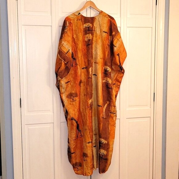 Details Kraftan  Safari Animal Print Mumu Dress One Size - Picture 2 of 10